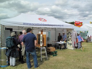 Saturday 8th August turned out to be a fine day for those stewarding the Scottish Beekeepers' Association display marquee at the Kinross Agricultural Show. The show was moved from the grounds of Kinross House and has been located by Vane Farm RSPB centre the past few years. The event was well attended and there was a lot of interest in the beekeeping display and observation hive. A dedicated team of Fife and Dunfermline association members ensured that all went smoothly and questions from the public were answered. 